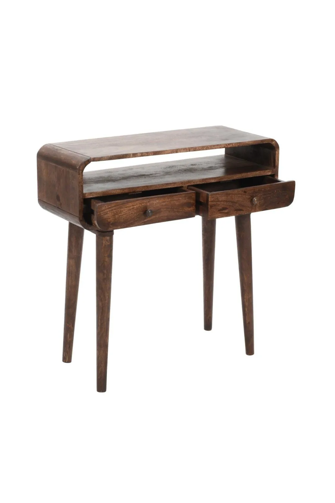 IH Design Malena Dark Mango Wood Console Table with 2 Drawers in Dark Brown 4