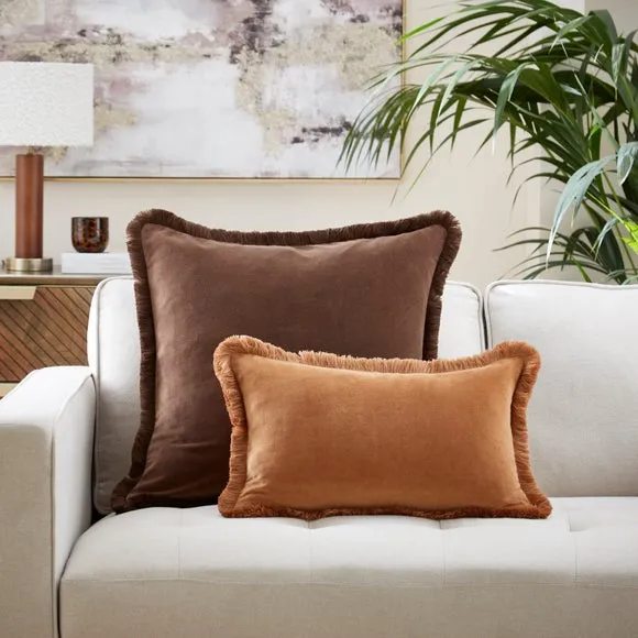 Fringed Cotton Velvet Cushion 3