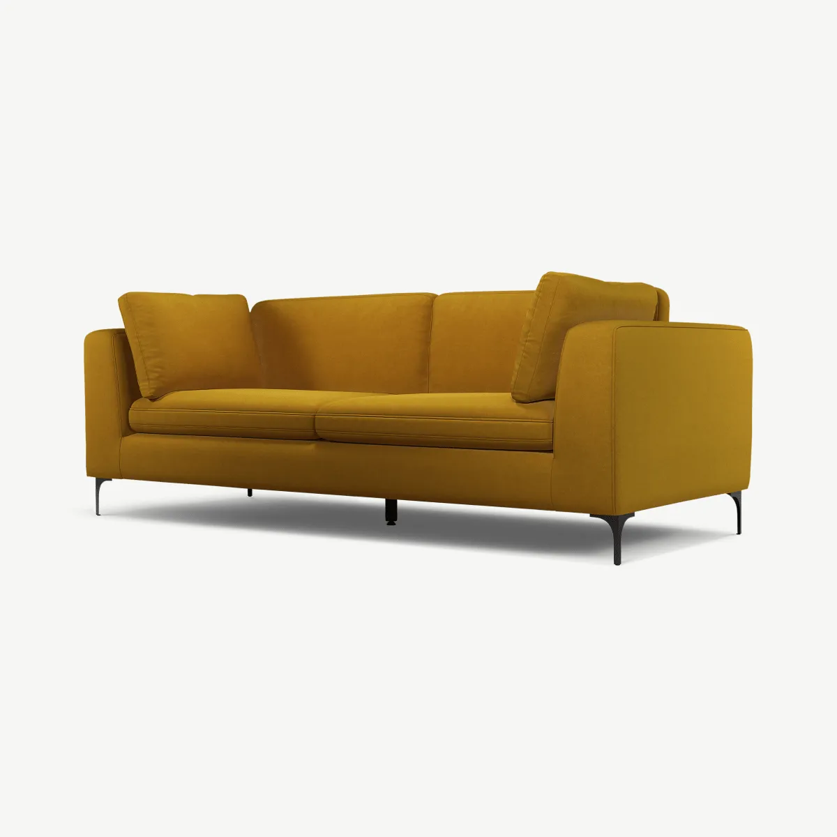 Monterosso 3 Seater Sofa, Vintage Mustard Velvet with Black Leg