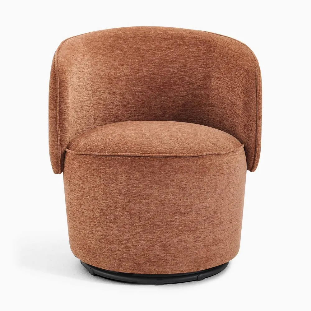 FurnitureboxUK Liode Fabric Round Swivel Accent Chair in Orange 5