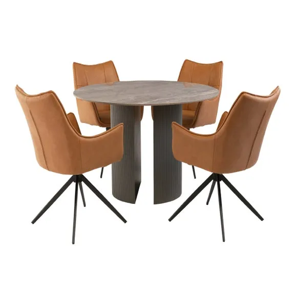 Bossini Round 4 Seater Dining Table, Grey 4