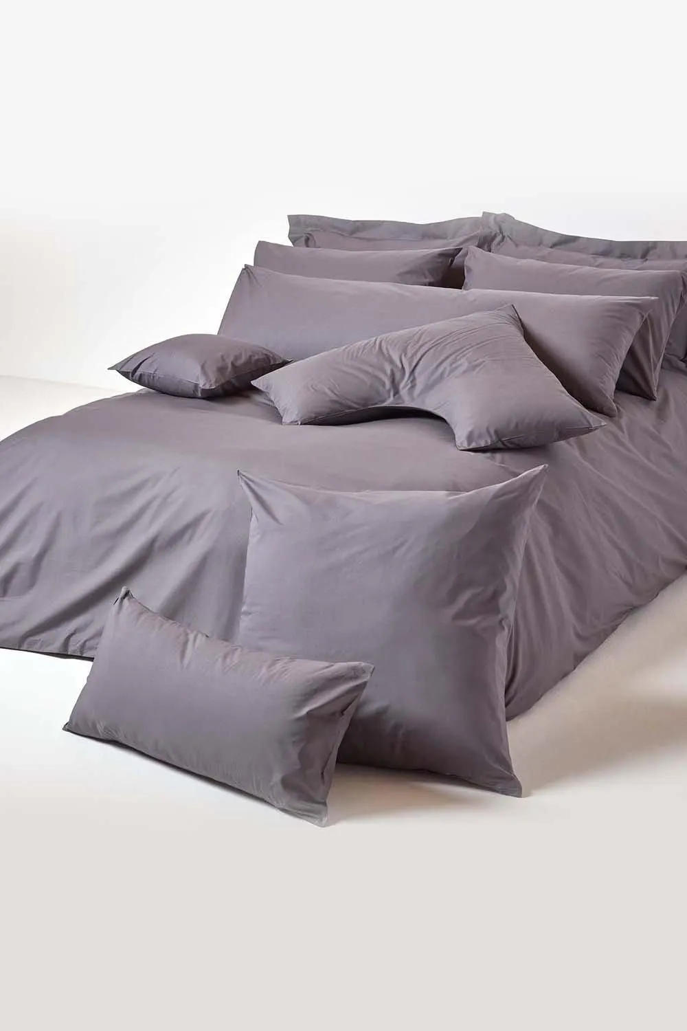 Homescapes Egyptian Cotton Oxford Pillowcase 200 TC, King Size in Dark Grey 5