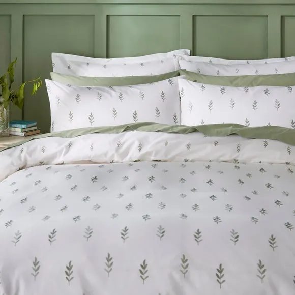 Harper Stem Floral 144 Thread Count 100% Cotton Duvet Cover & Pillowcase Set 4