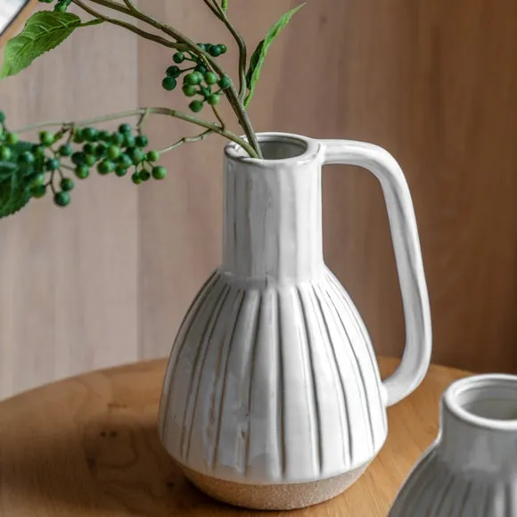 Cedar & Sage Cromer Ceramic Handled White Vase 1