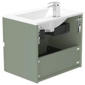 Newland Sage Green Basin Suspended Double Drawer Unit - 600mm 2