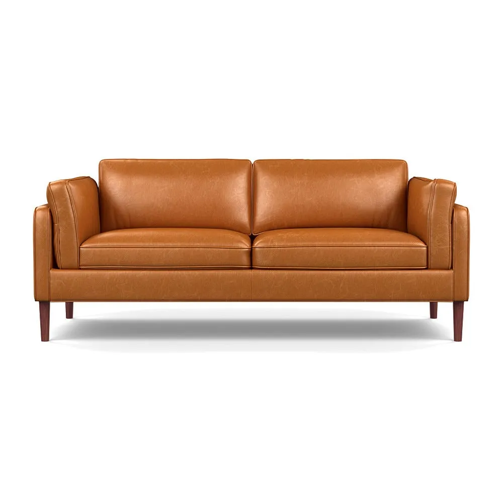 Heal's Sonno 3 Seater Leather Stonewash Toffee 277 Walnut Feet 1