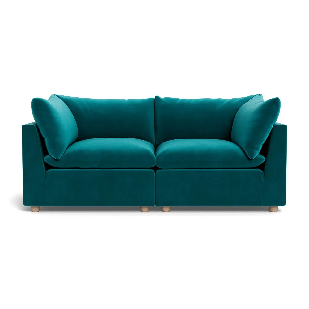 Heal's Astrid 3 Seater Sofa Smart Velvet Petrol Natural Beech Feet 1