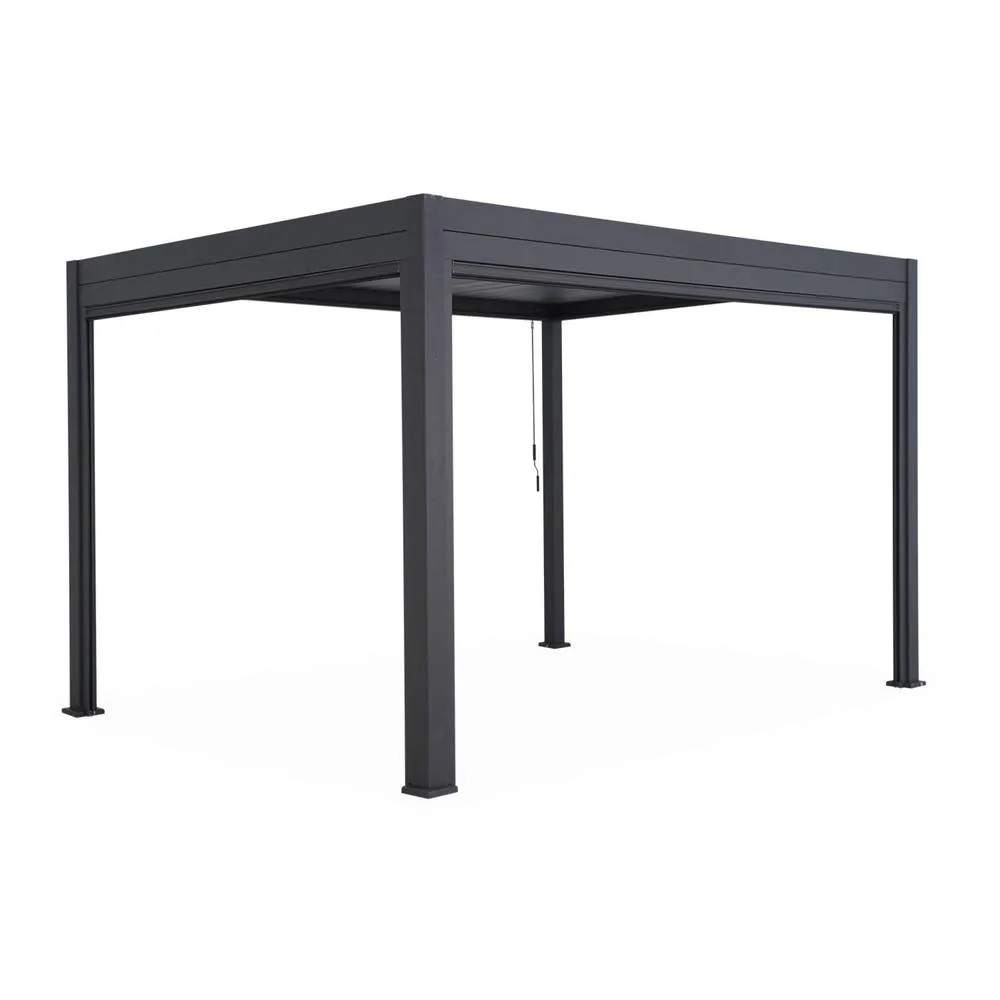 sweeek Louvered pergola aluminium 4 x 3m & 3m blind in Dark Grey 3