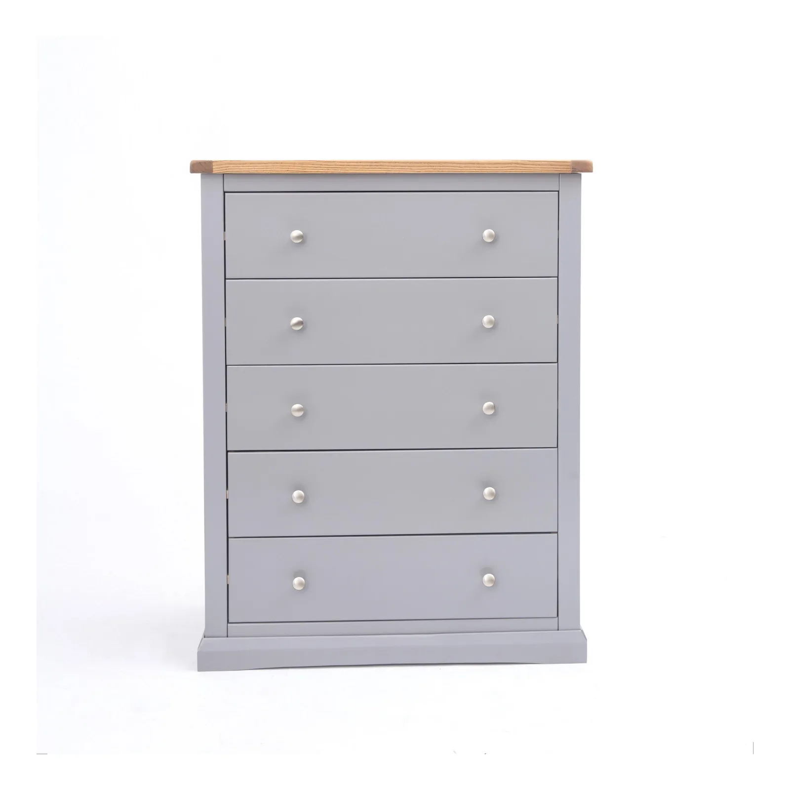 Cabinet Bits Rocca 5 Drawer Chest of Drawers Chrome Knob in Grey