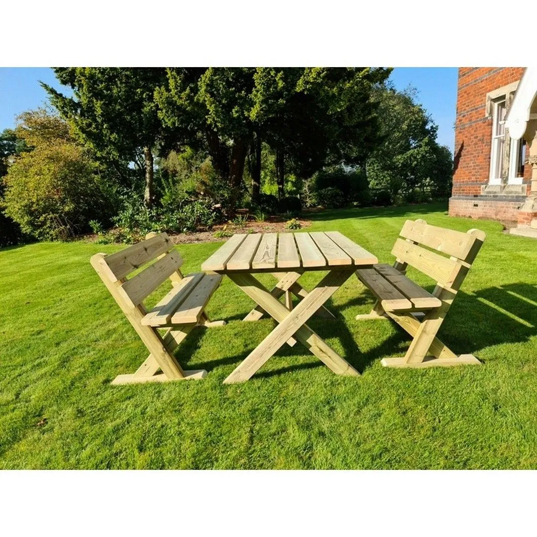 Churnet Valley Garden Furniture Ltd Ashcombe Table Set - Sits 4 - Set of Waterproof Cushions Included in Brown 4