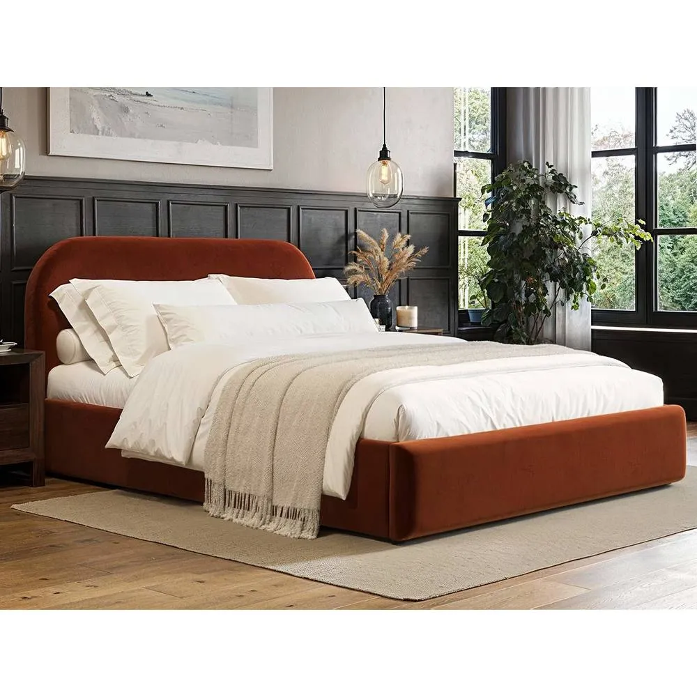 Flair Alba Ottoman Bed Burnt Orange Velvet
