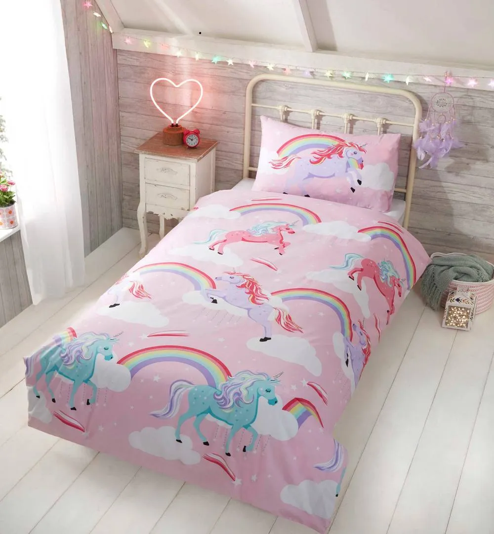 Rapport Home My Little Unicorn Duvet Cover Set with Pillowcase in Pink