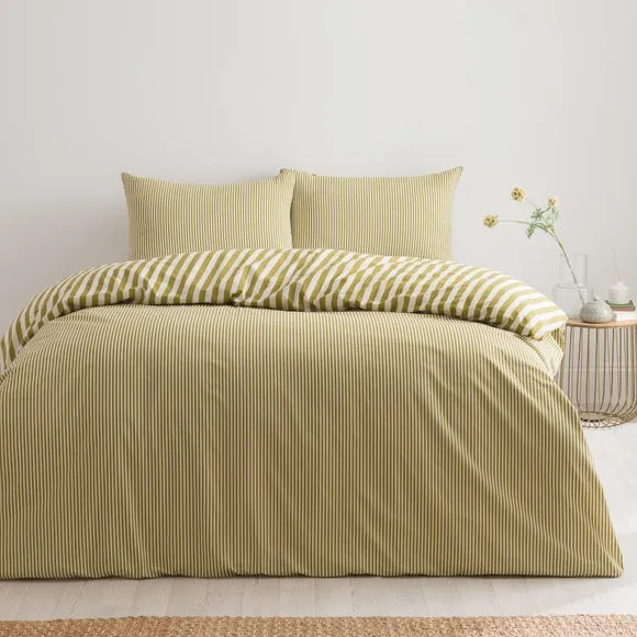 Durham Stripe 100% Cotton Duvet Cover and Pillowcase Set 4