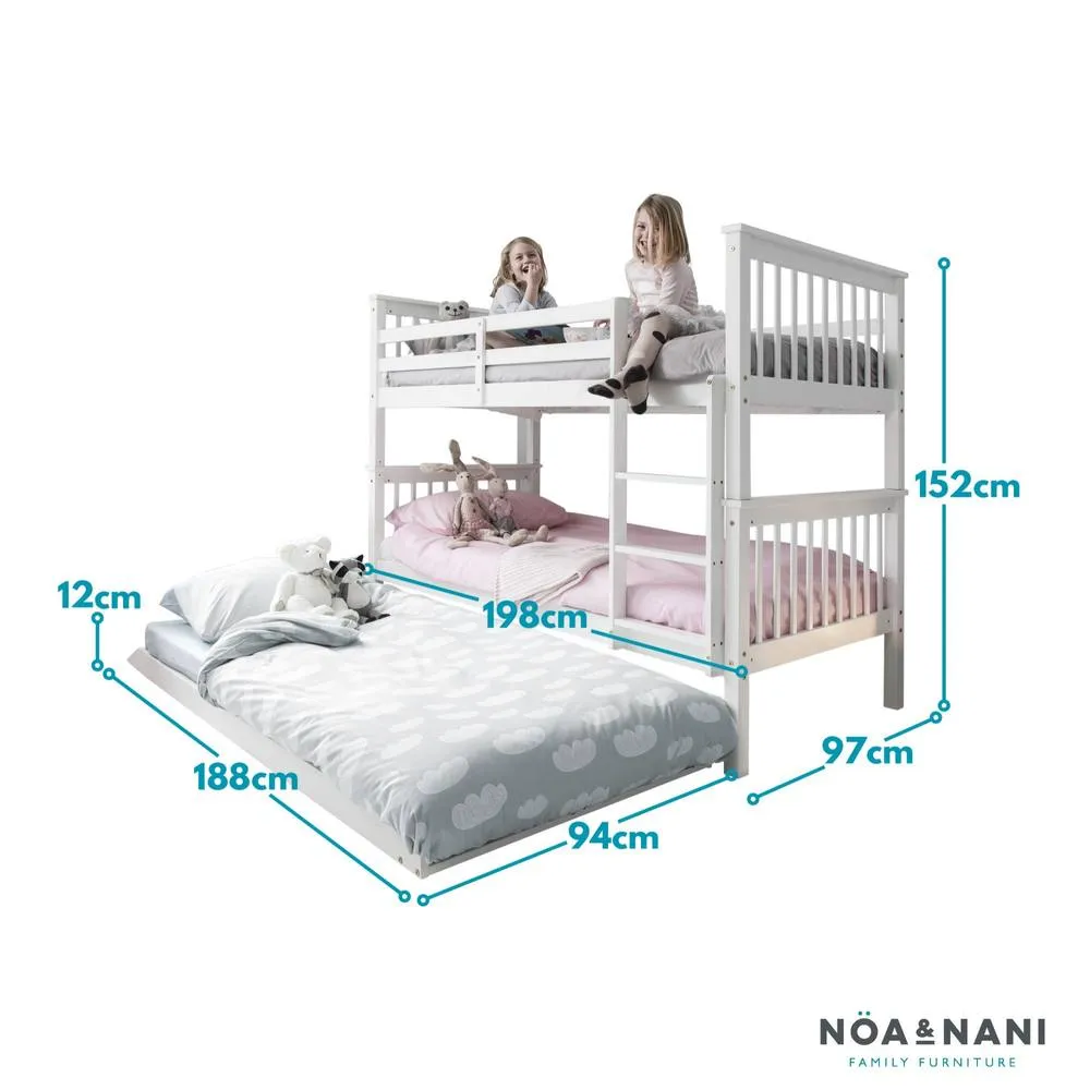 Nöa and Nani Brighton Bunk Bed with Spacesaver Pull out Trundle in White 4