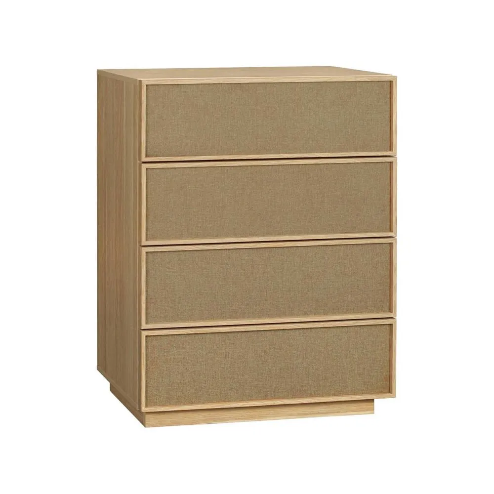 sweeek Chest of 4 drawers with wood decor & fabric in Beige 2
