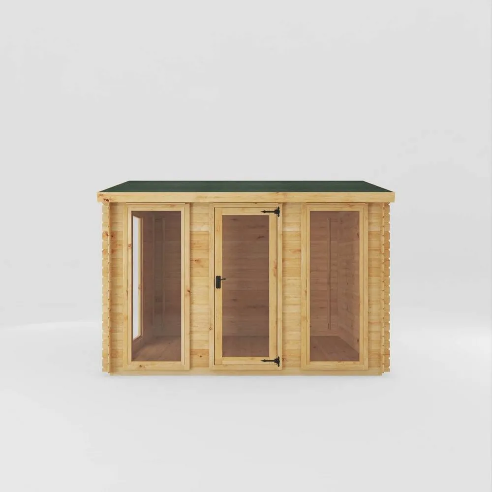Mercia 3.5 x 3 m Reverse Apex Log Cabin - 19 mm - L313.4 x W352.8 x H259.5 cm in Light Tan 3