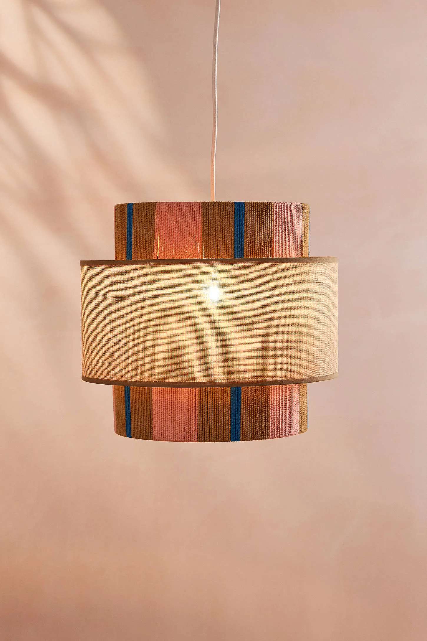 Striped Woven Lamp Shade - Pink