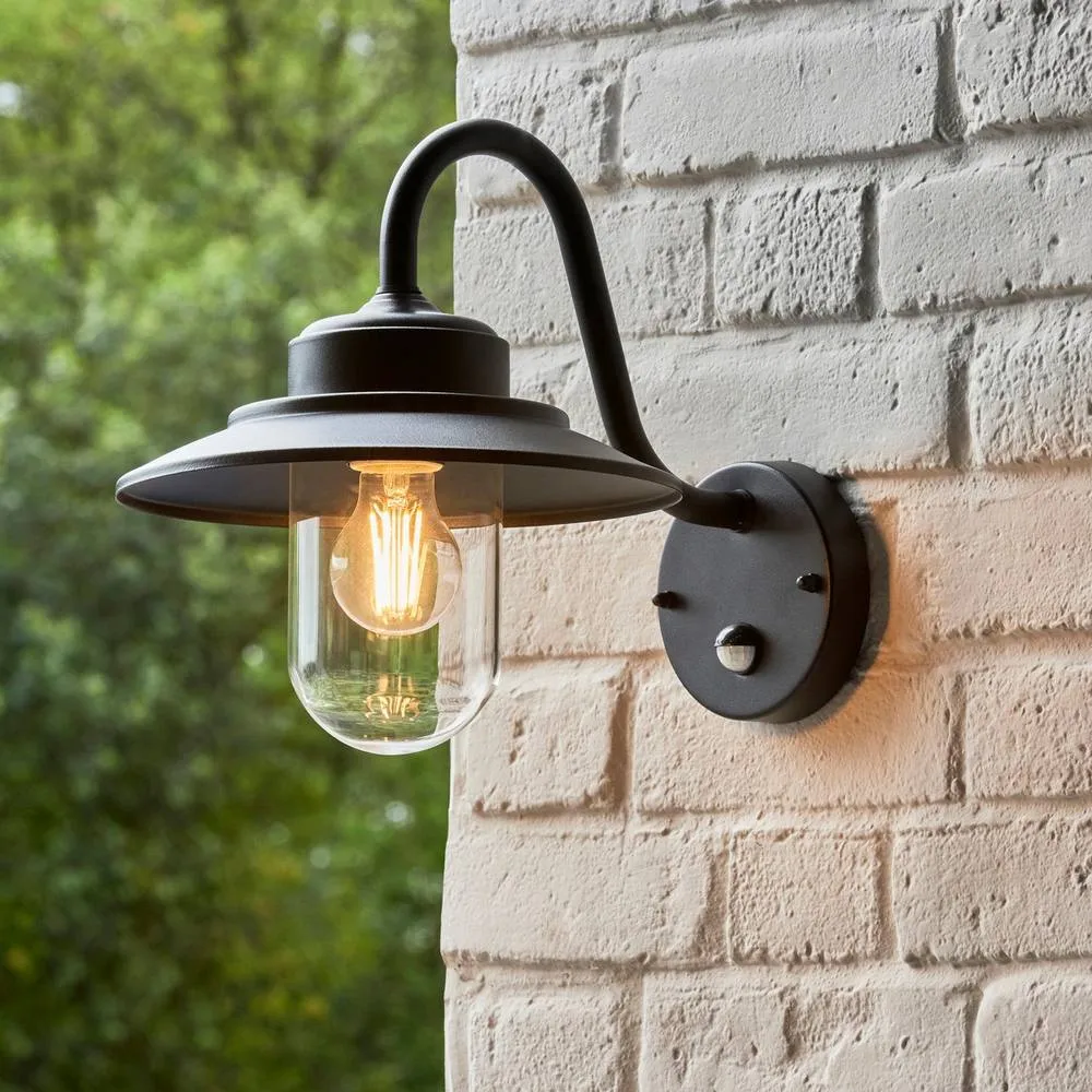 Netlighting Thornton Outdoor Wall Lantern Matt Black & Clear Glass E27 2