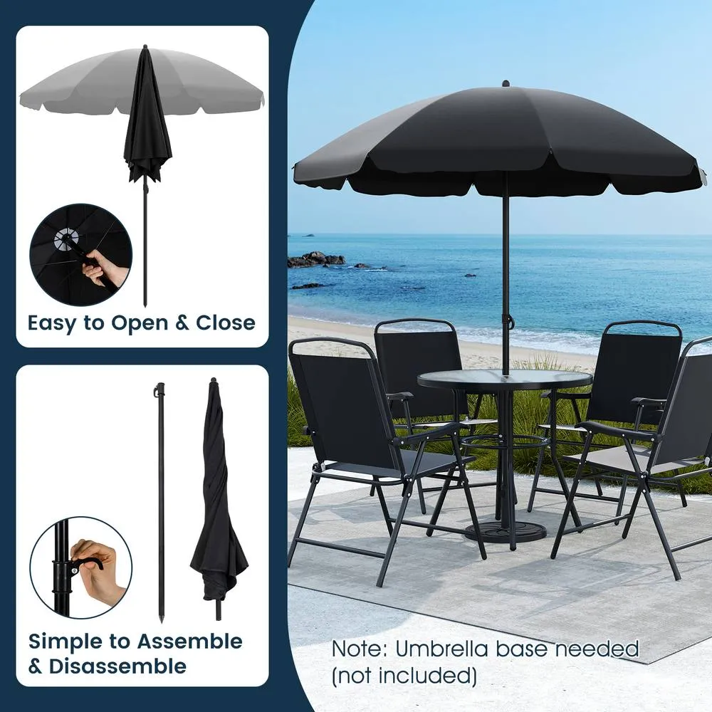 Costway 6 PCSs Patio Dining Set with Umbrella Outdoor Table & Chairs Set in Black 5