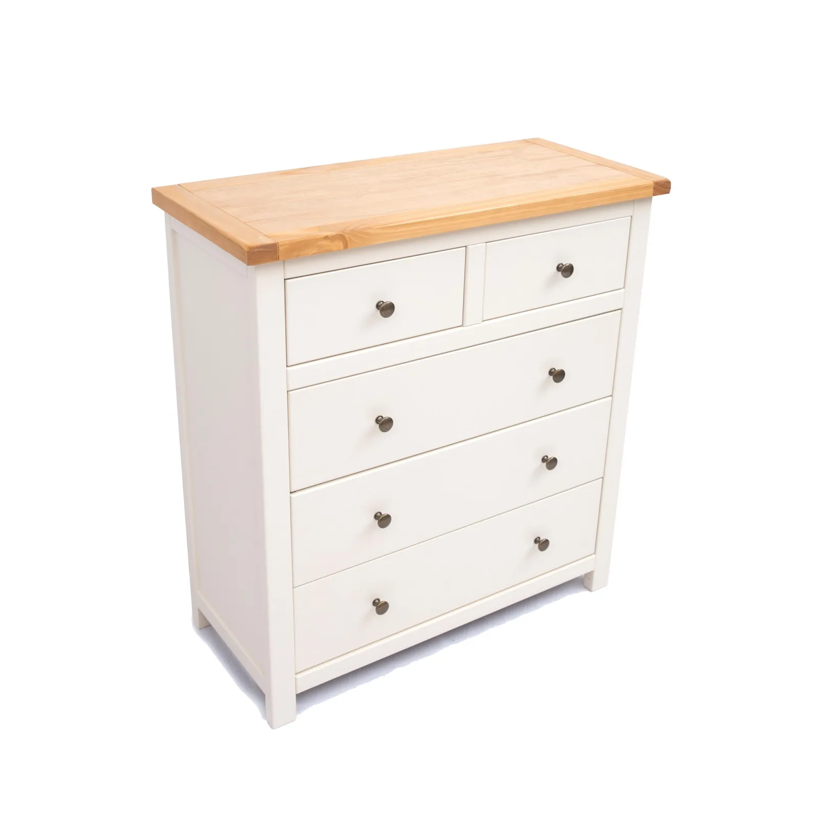Cabinet Bits Maggiori 5 Drawer Chest of Drawers Brass Knob in Off-White 3