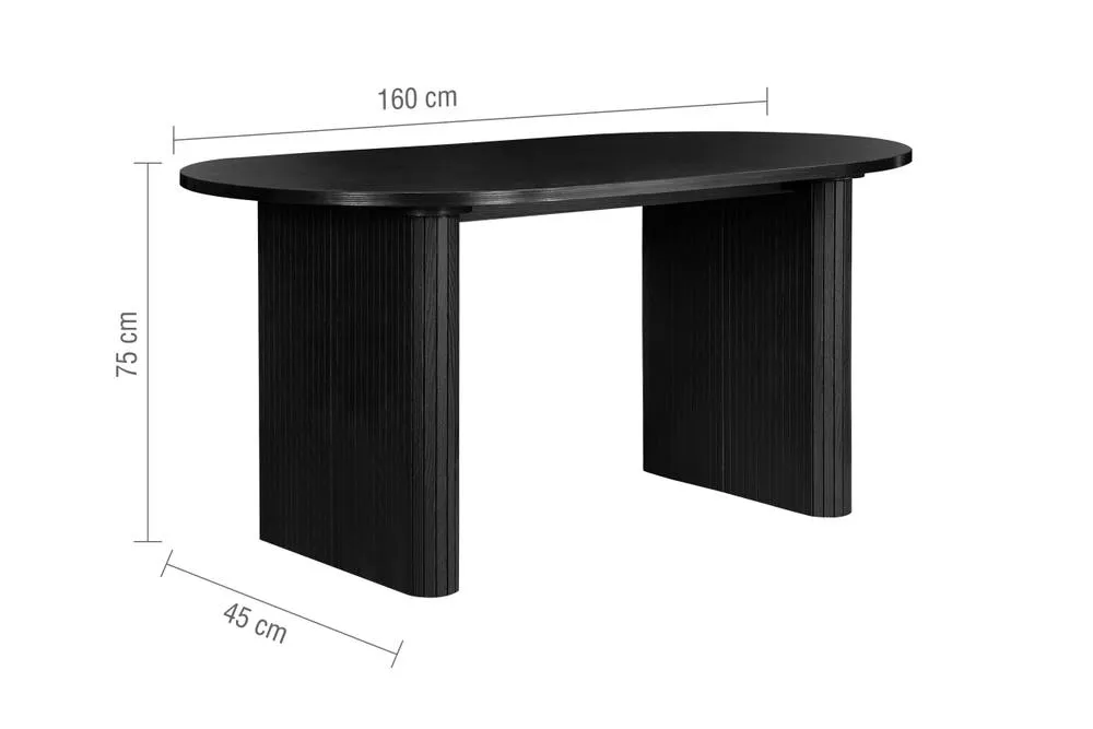 Birlea Axel Oval Fluted Dining Table With 4 Chairs in Black 5
