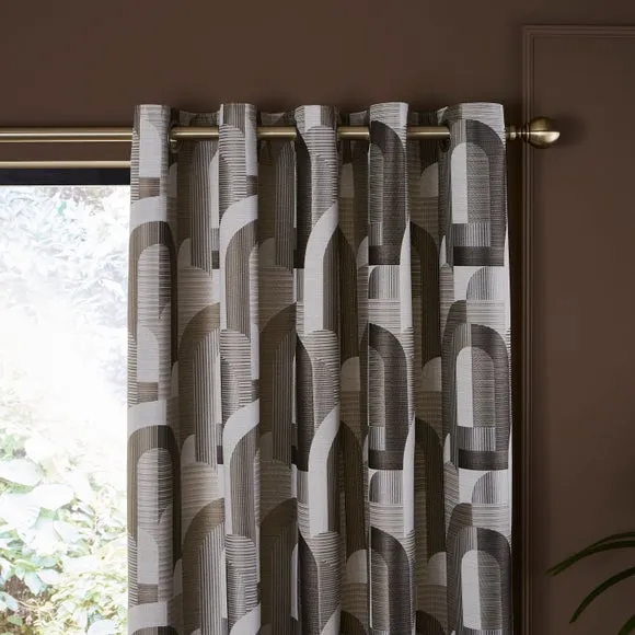 Alvin Geometric Jacquard Eyelet Curtains 1