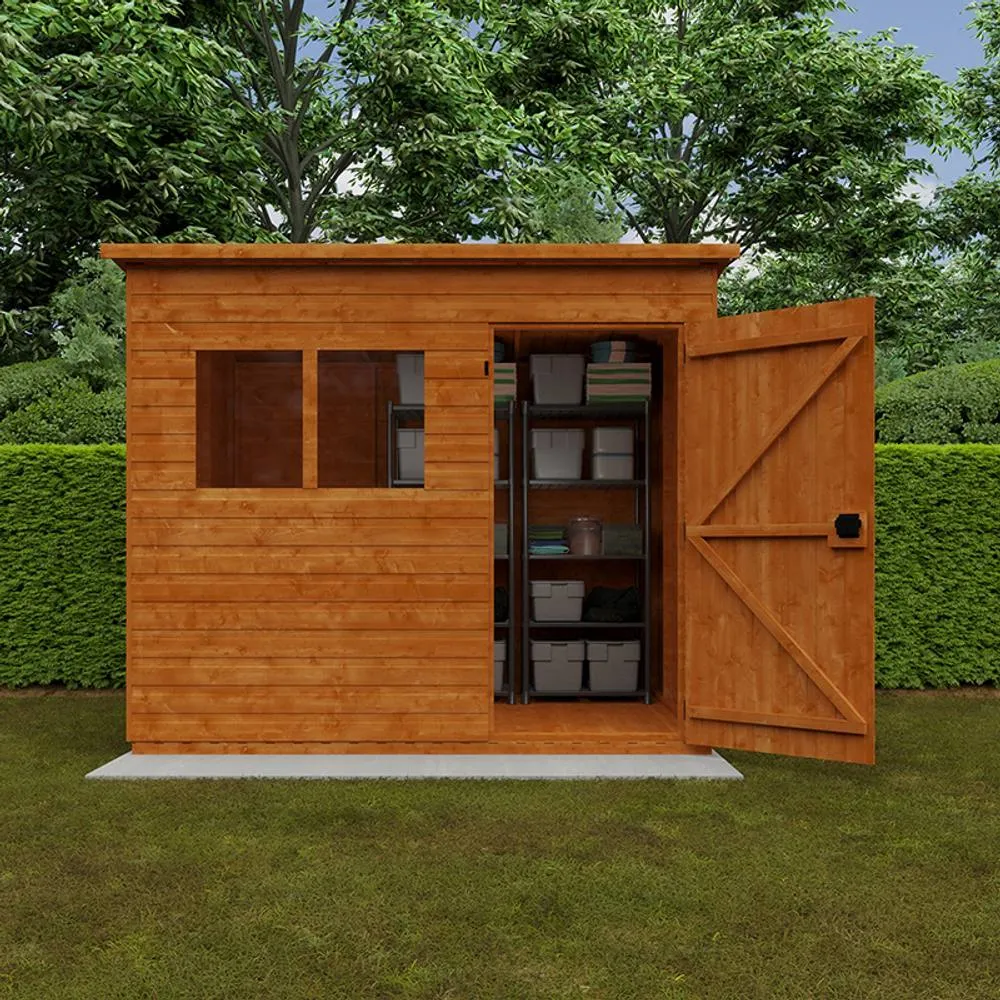 Buttercup Farm 8 x 6 Feet Super Pent 12mm Shed - Solid Wood/Softwood/Pine in Burnt Orange 5