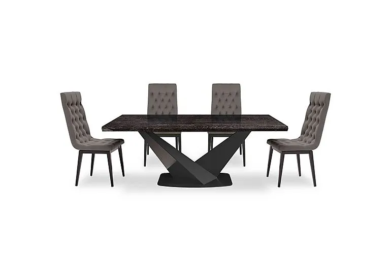 Vita Extending Dining Table and 4 Button Back Chairs - 260-cm - Miraglio Granite