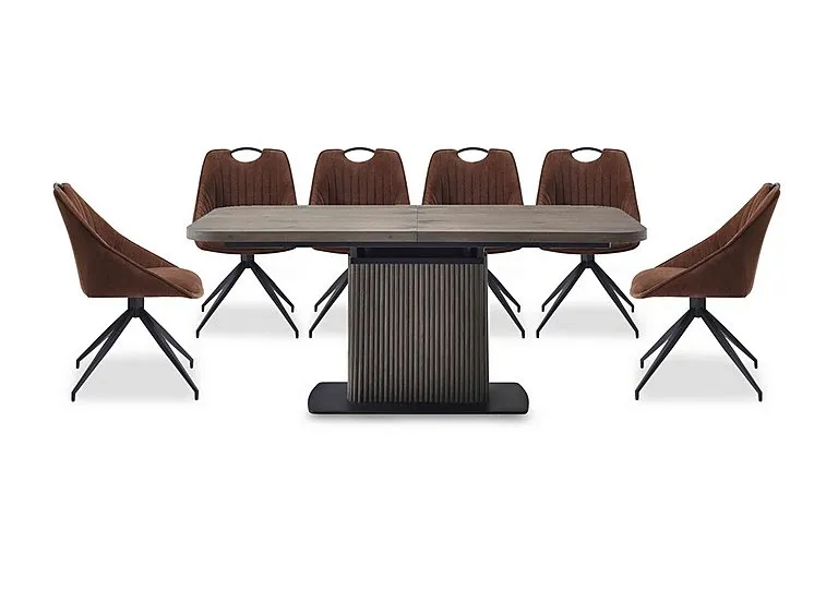 Jai Large Extending Dining Table with 6 Swivel Chairs