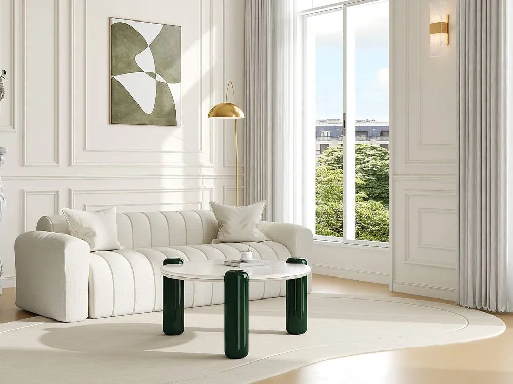 Vente-unique Marble & MDF Coffee Table - Beige & Green - NARODI in White 3