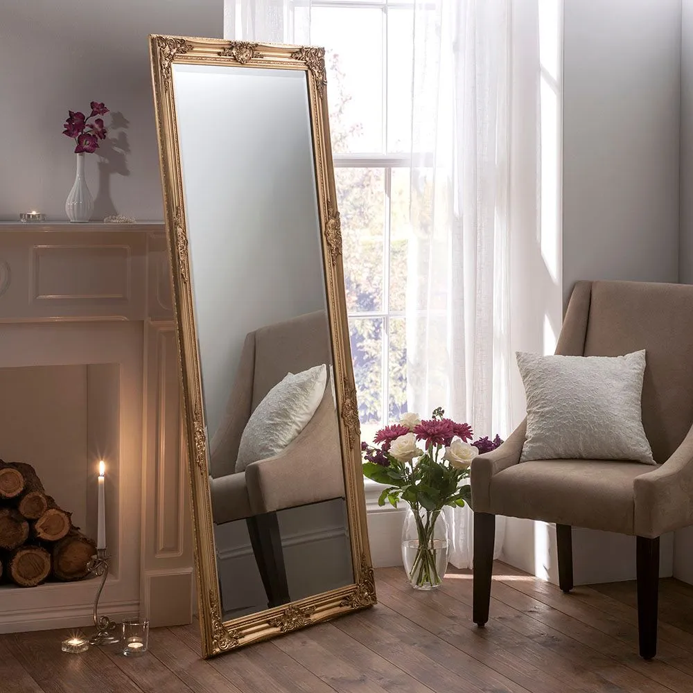 Yearn Mirrors Decorative Gold full length Mirror 74x163cm in Metallic Gold 2