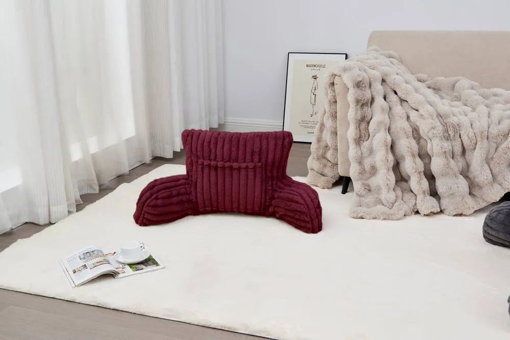 GAVENO CAVAILIA Super Comfy Ribbed Warm Cuddle Cushion in Burgundy 4