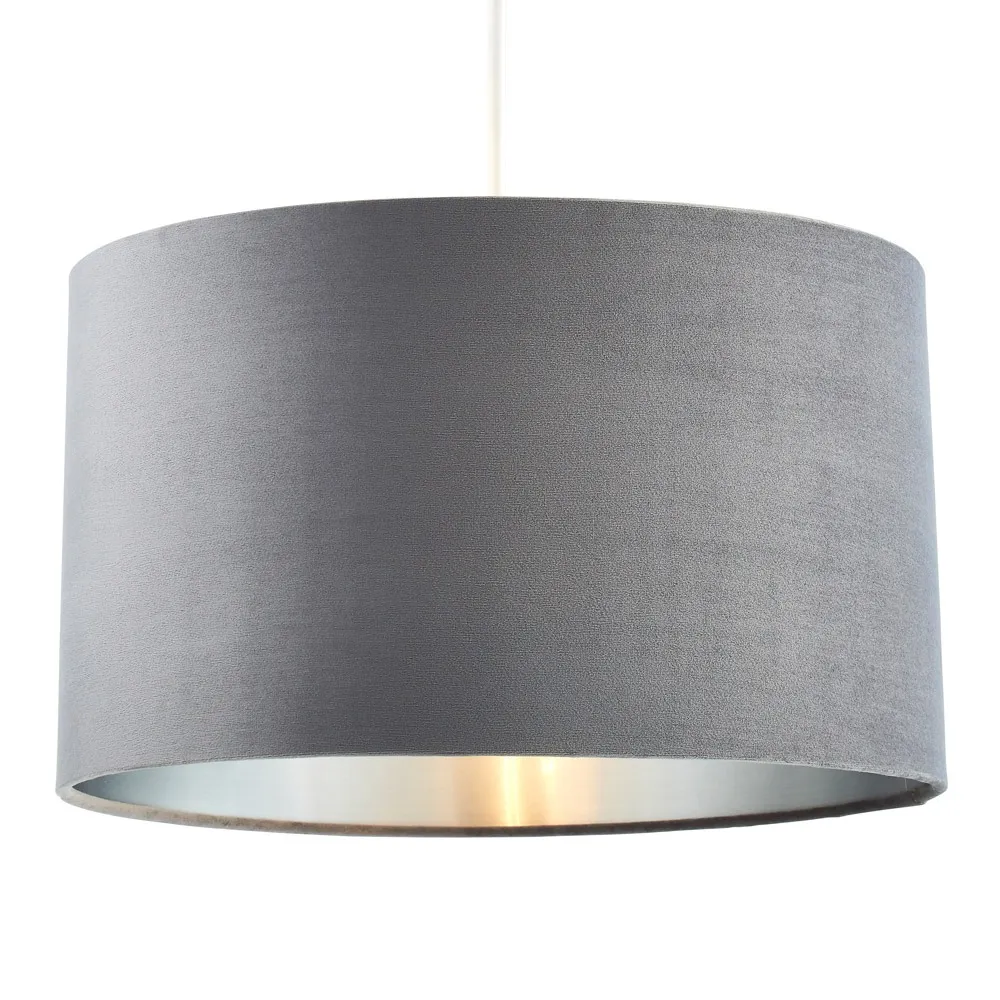 Large Velvet Easyfit Shade, Grey and Satin Nickel 1
