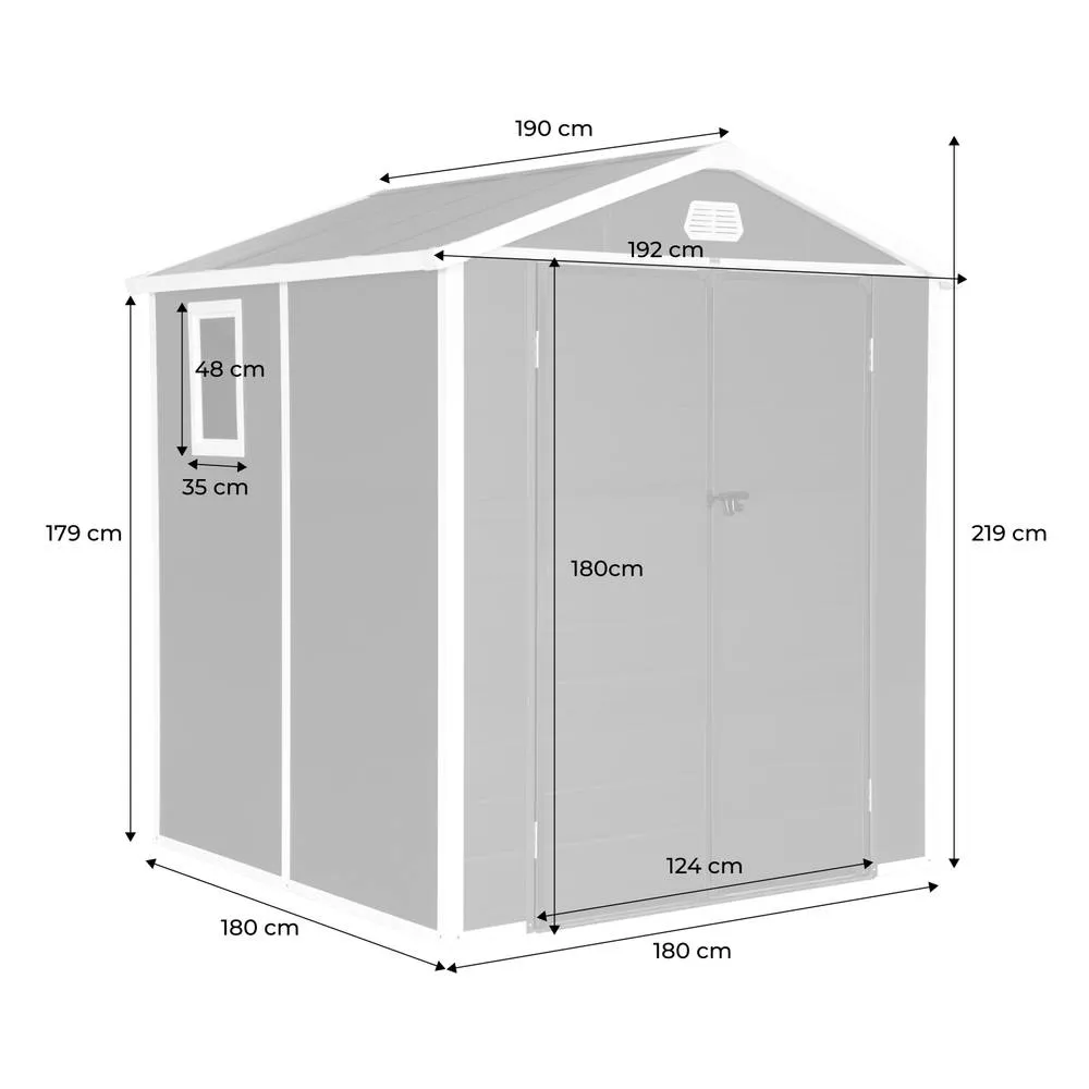 sweeek 3.65 M² Plastic Garden Shed in Dark Grey 5