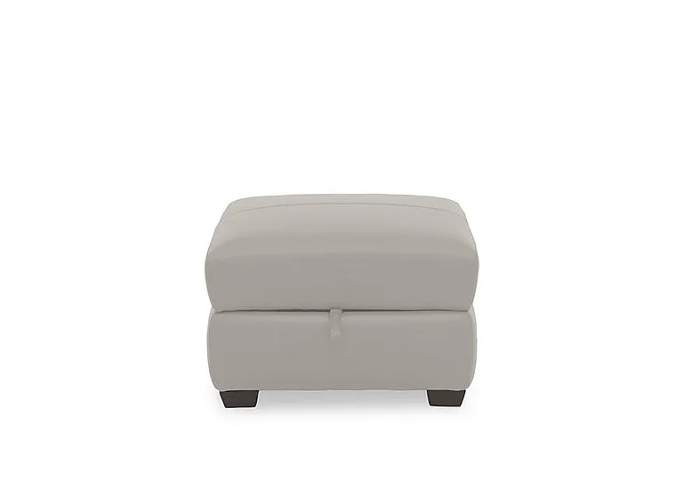 Flex Leather Storage Footstool - Silver Grey