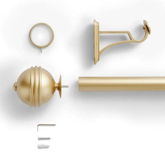 Traditional Ball Fixed Metal Curtain Pole with Rings 2