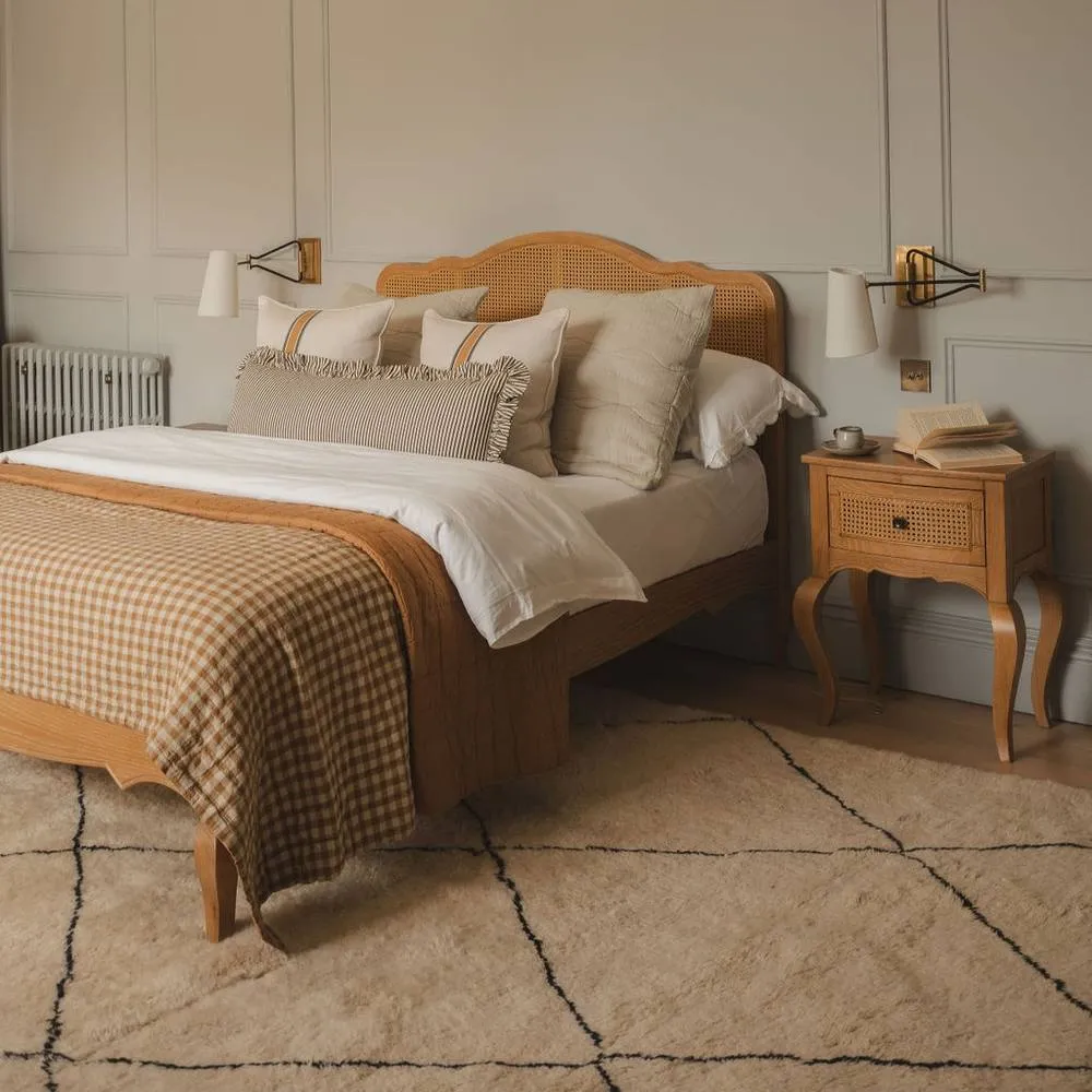 Statement Furniture Louis 5ft King Size Bed Frame with Rattan Cane Headboard in Brown 1