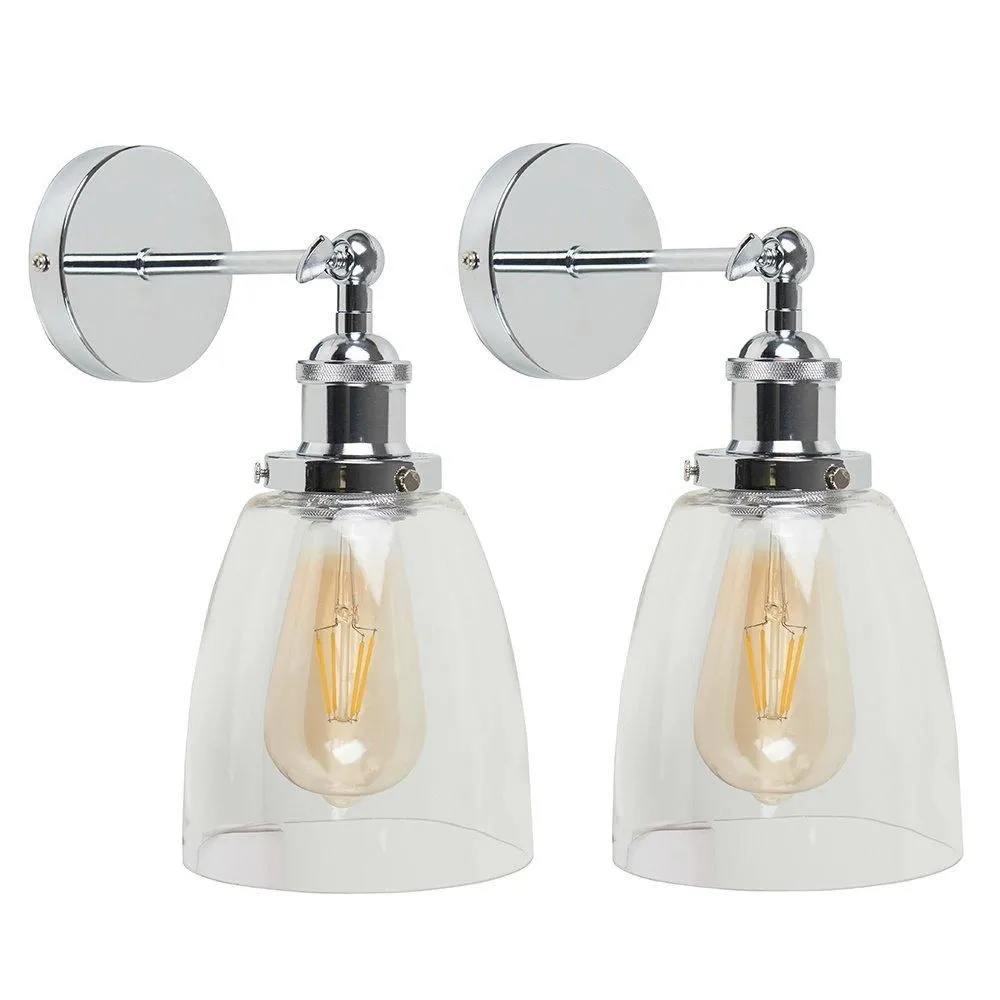 ValueLights Ezrah Pair of Silver Indoor Wall Lantern