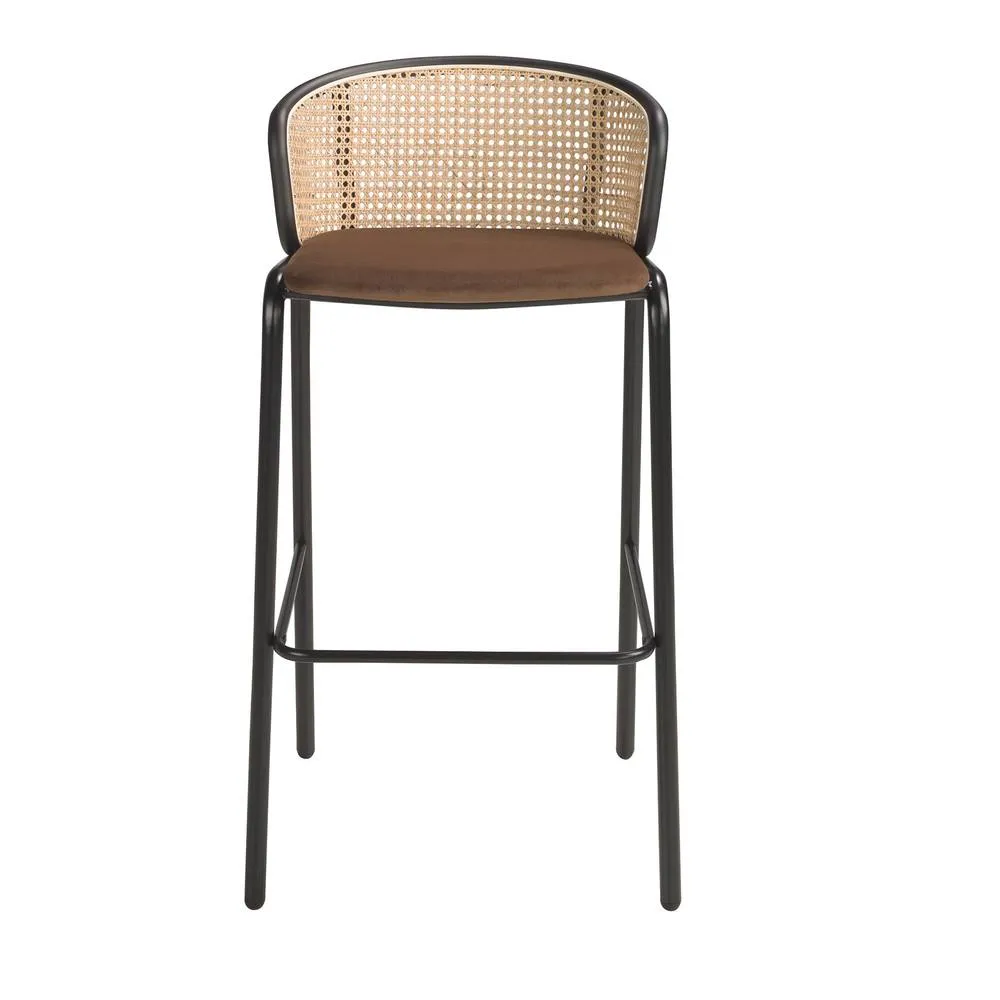 Angel Cerda Rattan Back Brown Velvet Stool 515095 cm 2