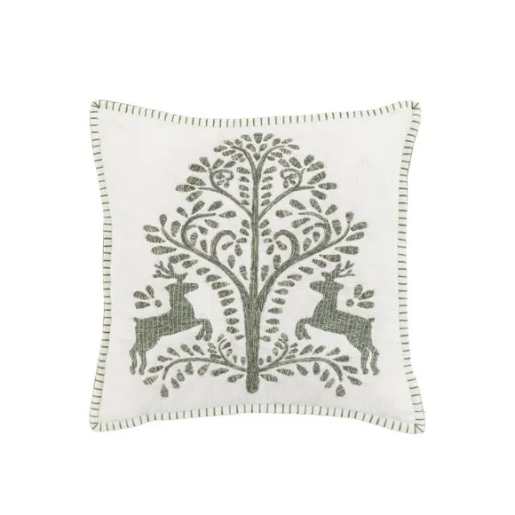 Christmas Tree and Leaping Dear Ornamented Square Cushion 4