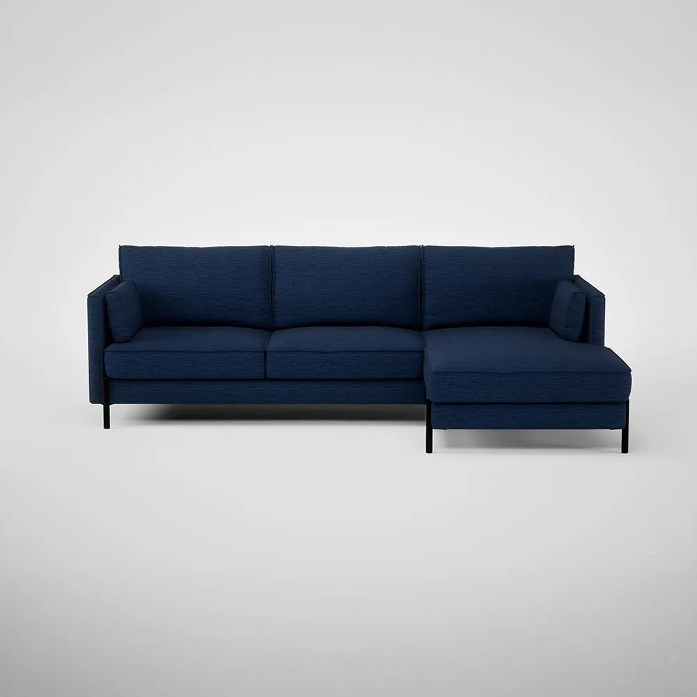 Heal's Tortona Right Hand Facing 4 Seater Corner Chaise Broadweave Lagoon Black Feet 1