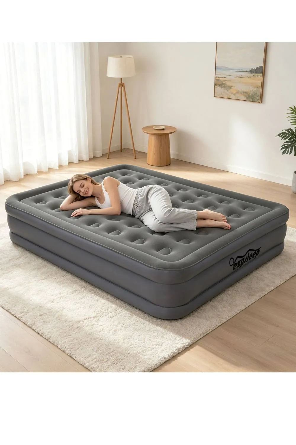 Ezysleep Deluxe Self Inflating Flocked Air Bed in Grey 1