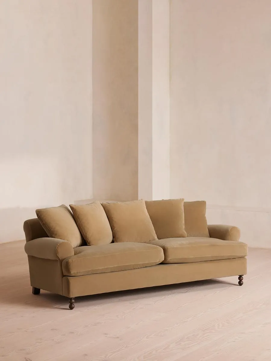 Audrey Three Seater Sofa, Velvet, Camel
