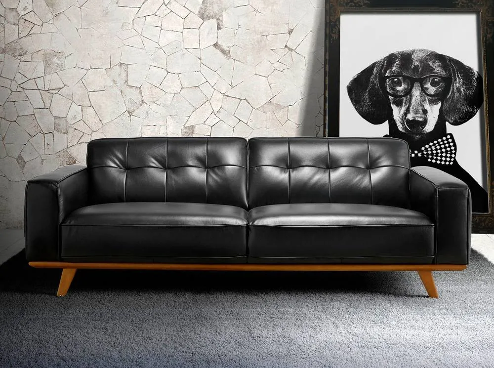 Angel Cerda Chester 3-Seater Sofa in Black Cowhide Leather 3