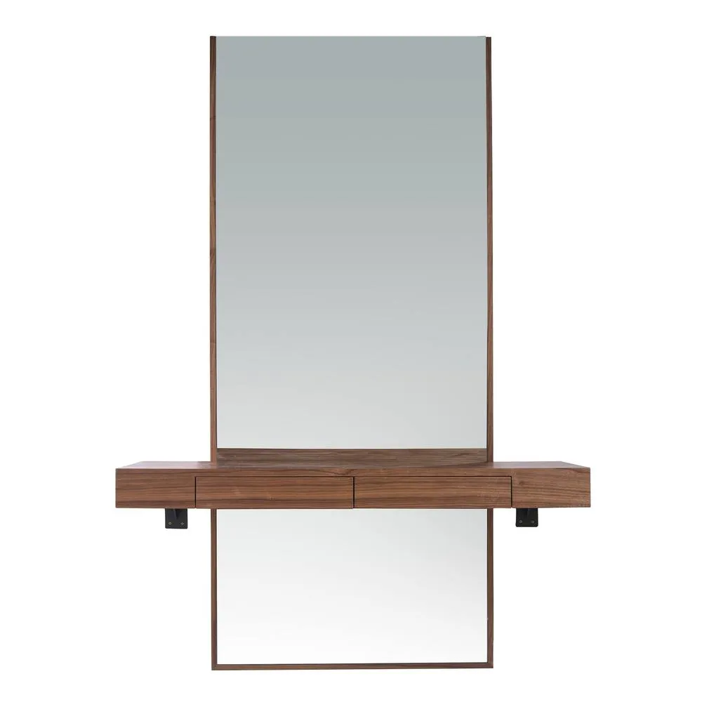 Angel Cerda Walnut Veneer Rectangular Wall Mirror 120x35x180 cm 2