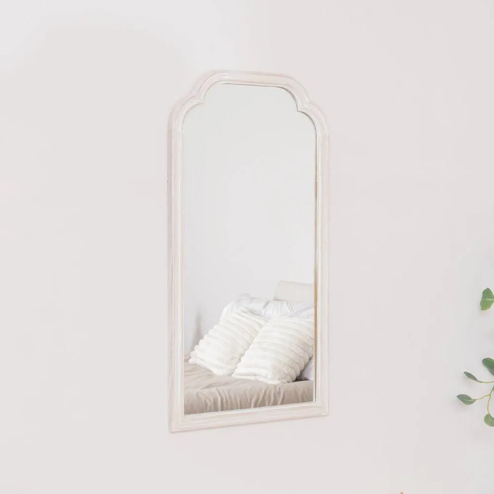 Melody Maison White Washed Distressed Wooden Frame Wall Mirror - 40cm X 75cm 6