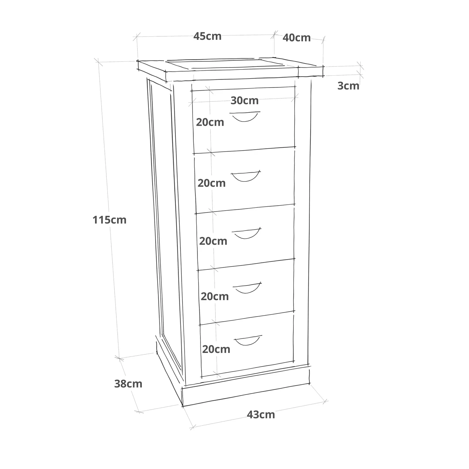Cabinet Bits Cosenza 5 Drawer Narrow Chest of Drawers Brass Cup Handle in Off-White 2