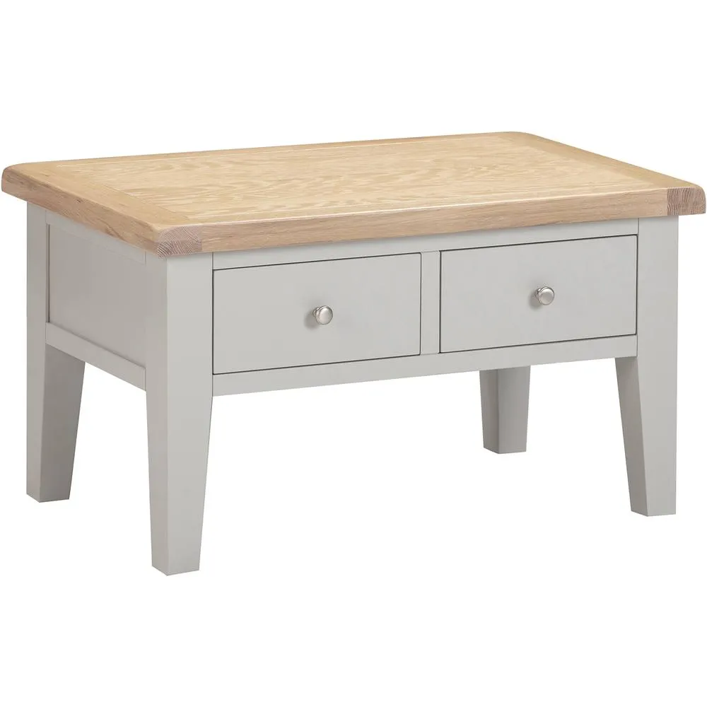 Seconique Windsor 2 Drawer Coffee Table (Fully Assembled) in Light Grey 4