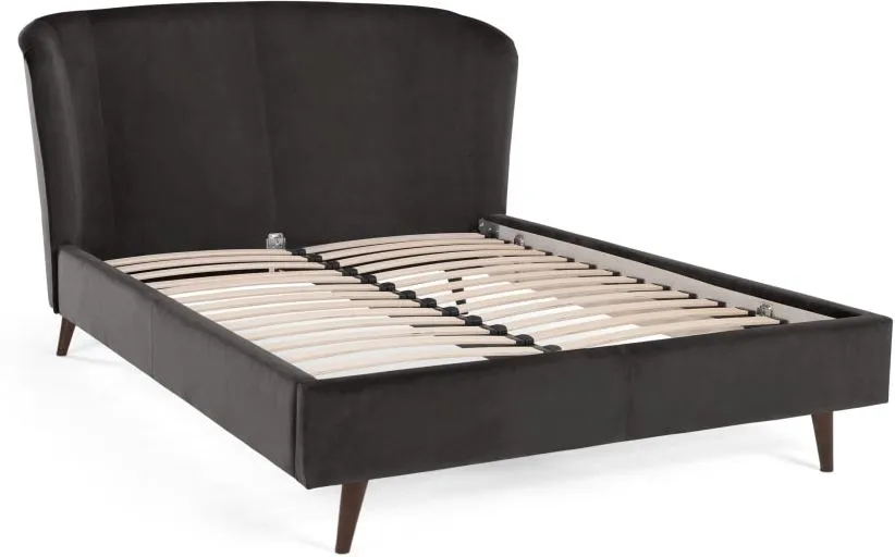 Lulu Super Kingsize Bed, Asphalt Grey Velvet