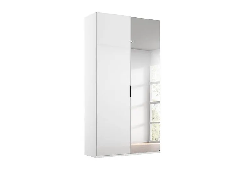 Formes Glass 2 Door Hinged Wardrobe with 1 Mirror - White/White Front
